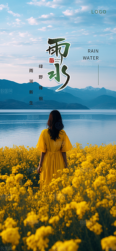 大气传统雨水二十四节气海报