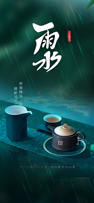 雨水二十四节气海报
