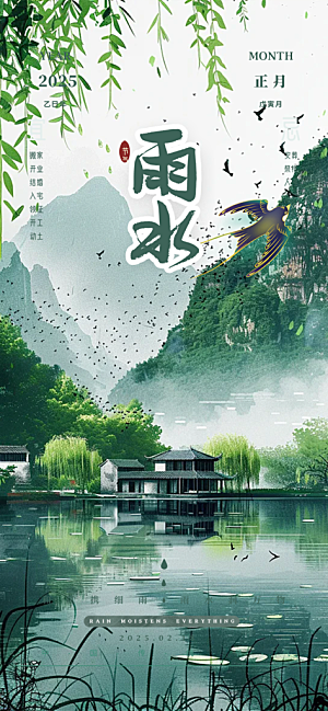 传统雨水二十四节气海报
