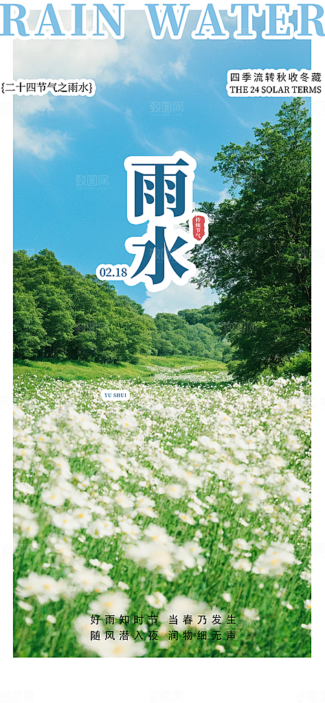 大气传统雨水二十四节气海报