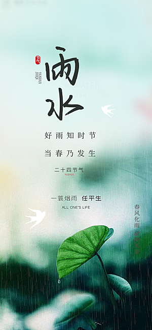 二十四节气雨水海报