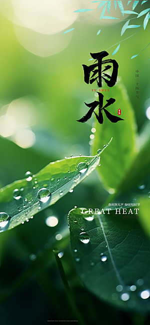 大气传统二十四节气雨水海报