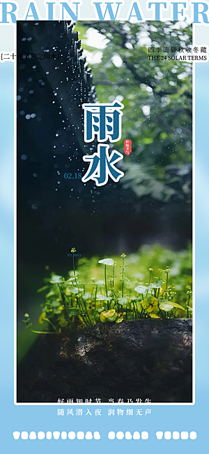 大气传统二十四节气雨水海报