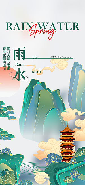 二十四节气雨水海报