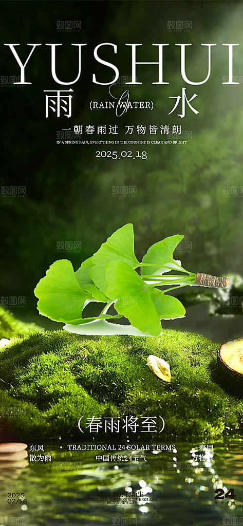 二十四节气雨水海报
