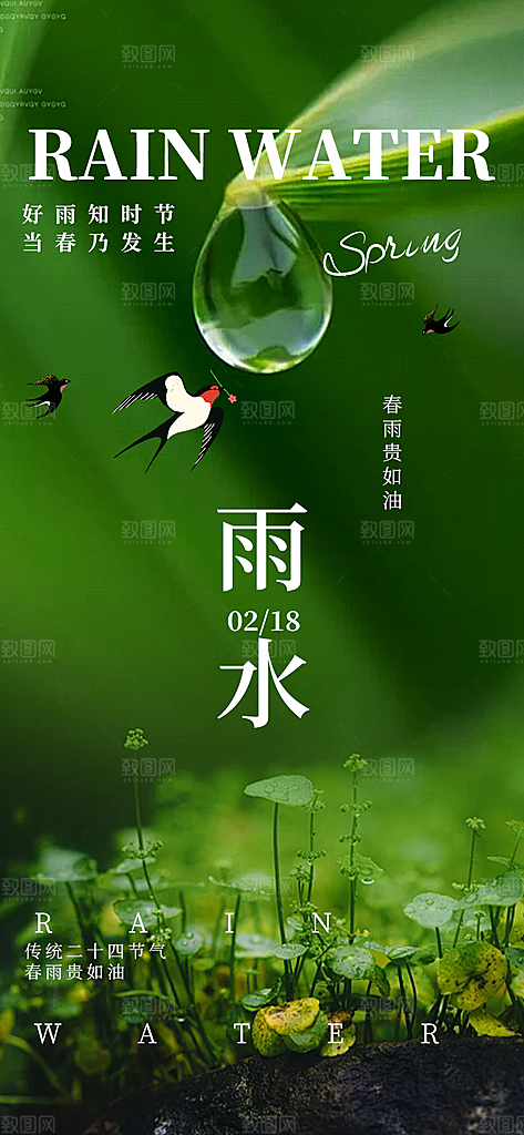 二十四节气雨水海报