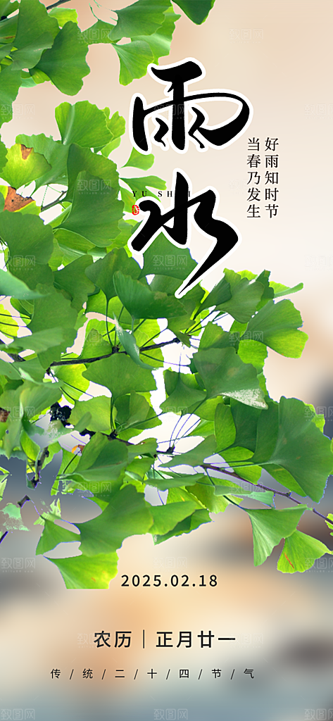 二十四节气雨水海报