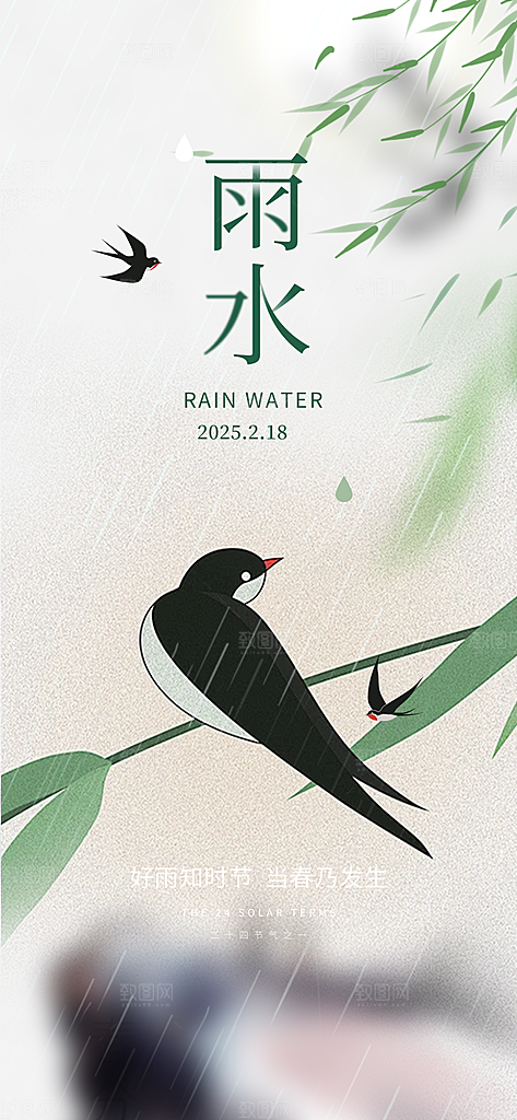 传统二十四节气雨水海报
