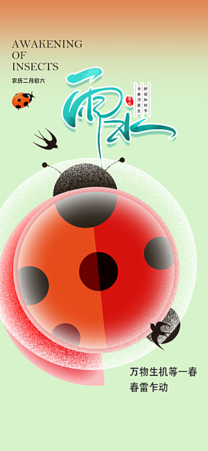 大气传统二十四节气雨水海报