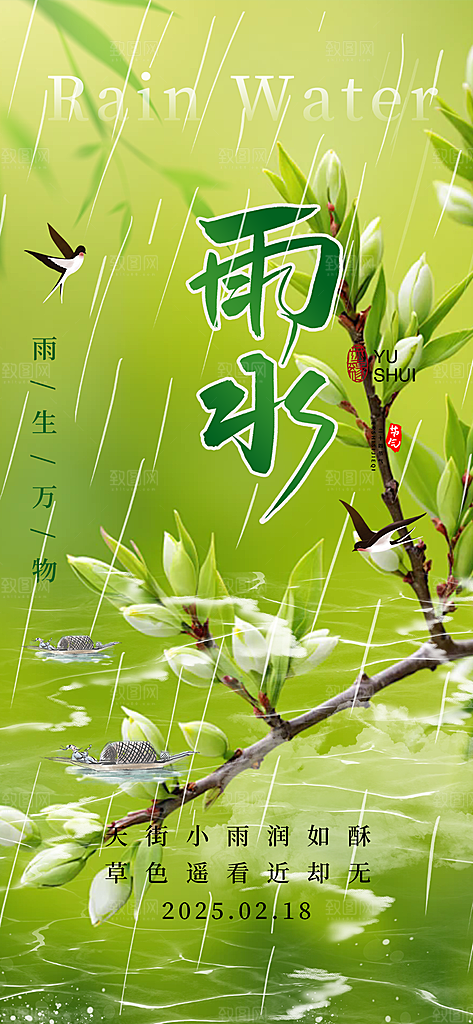 二十四节气雨水海报