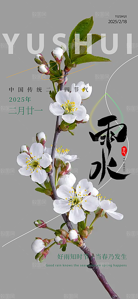 二十四节气雨水海报