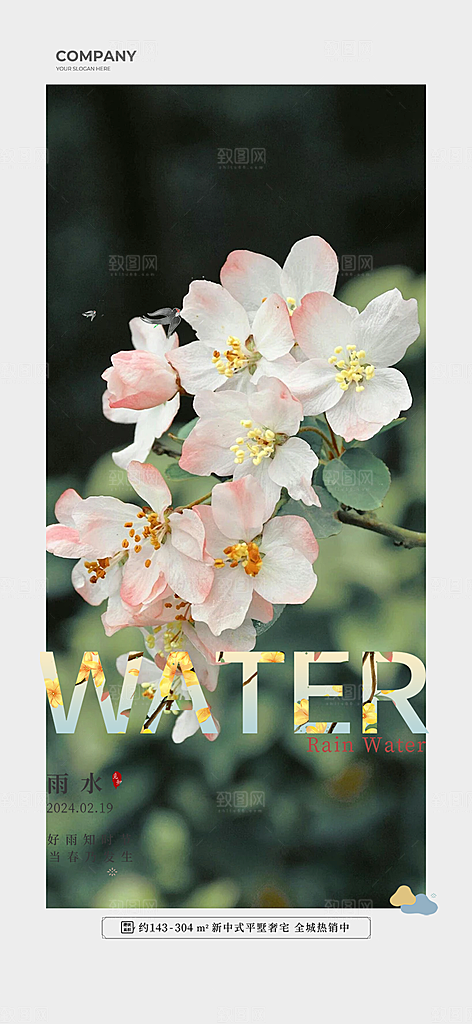 传统雨水二十四节气海报