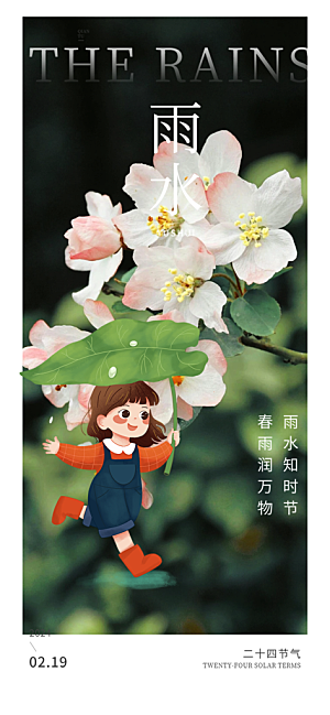 传统雨水二十四节气海报