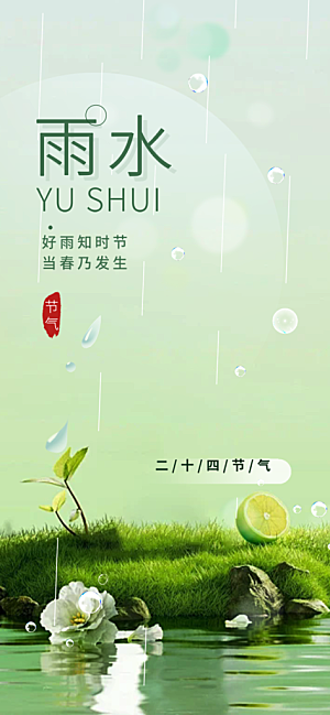 雨水二十四节气海报
