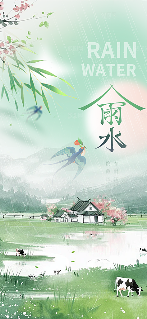 雨水二十四节气海报