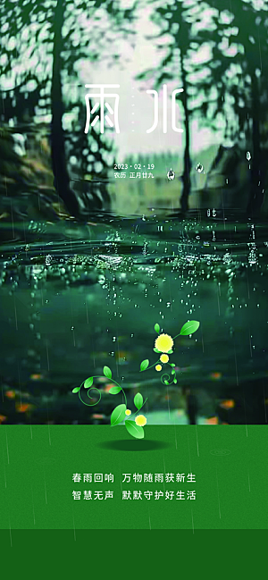 雨水二十四节气海报