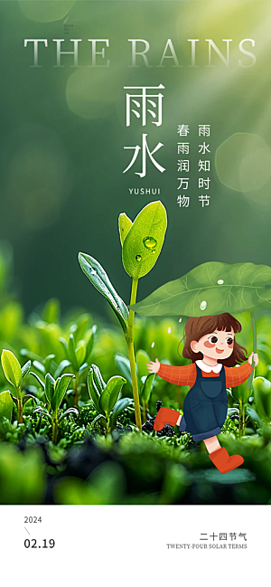雨水二十四节气海报