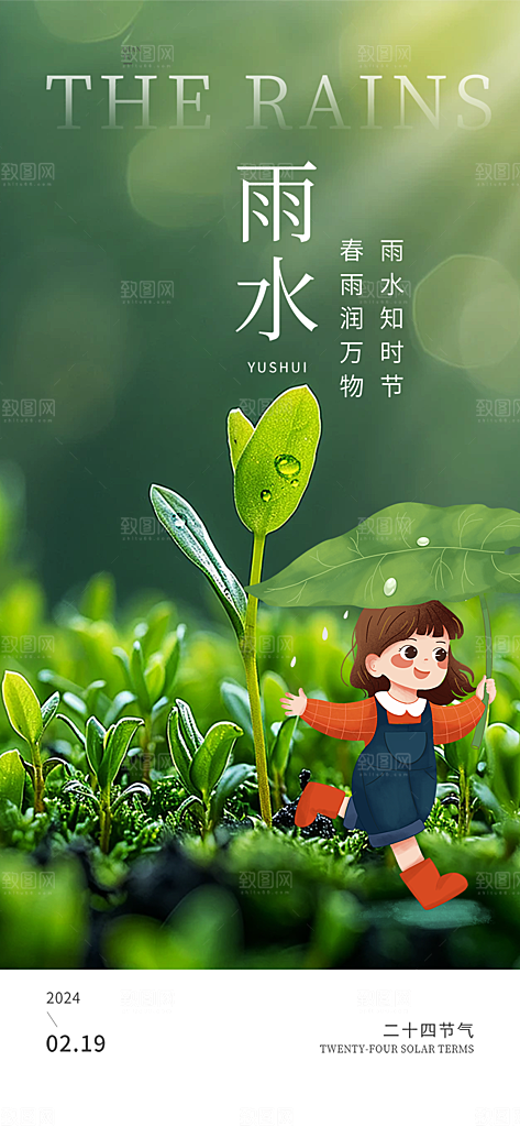 雨水二十四节气海报