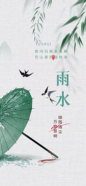 大气传统雨水二十四节气海报