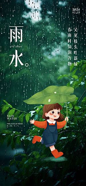 大气传统雨水二十四节气海报