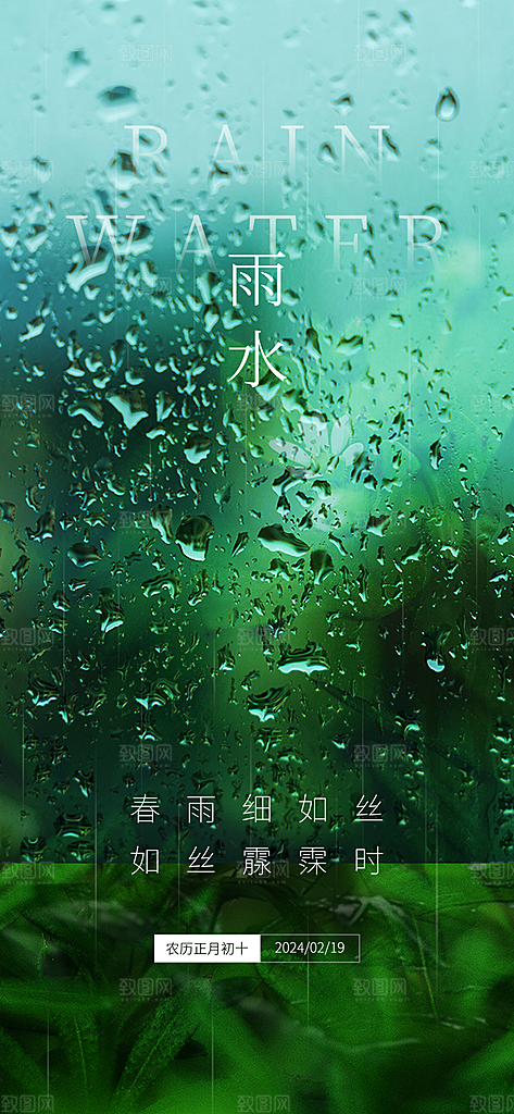 大气传统雨水二十四节气海报