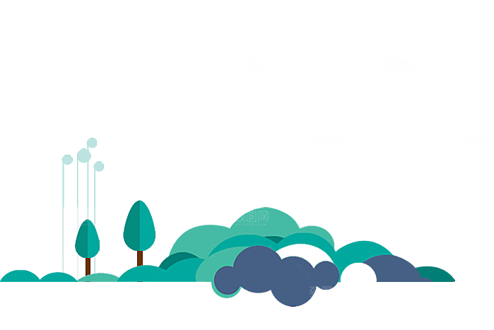 卡通草地草坪花山小草植物树木草原春季素材