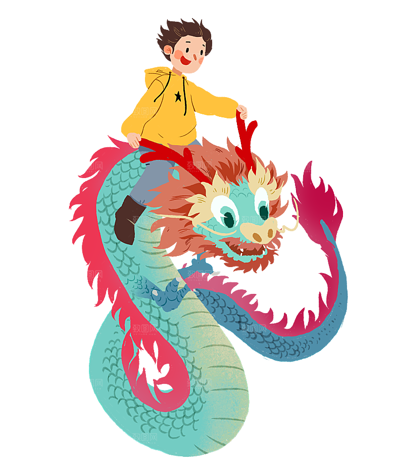 二月二龙抬头中国龙游戏舞龙理发插画元素