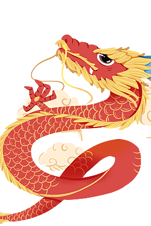 二月二龙抬头中国龙游戏舞龙理发插画元素