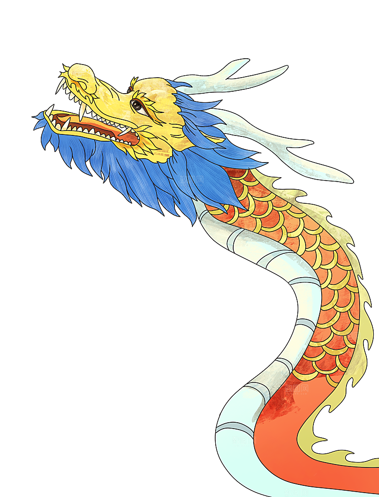 二月二龙抬头中国龙游戏舞龙理发插画元素