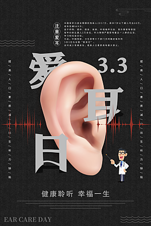 世界爱耳日听力健康保护耳朵PSD海报