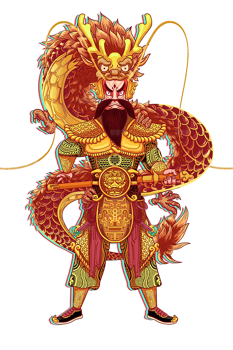二月二龙抬头中国龙游戏舞龙理发插画元素
