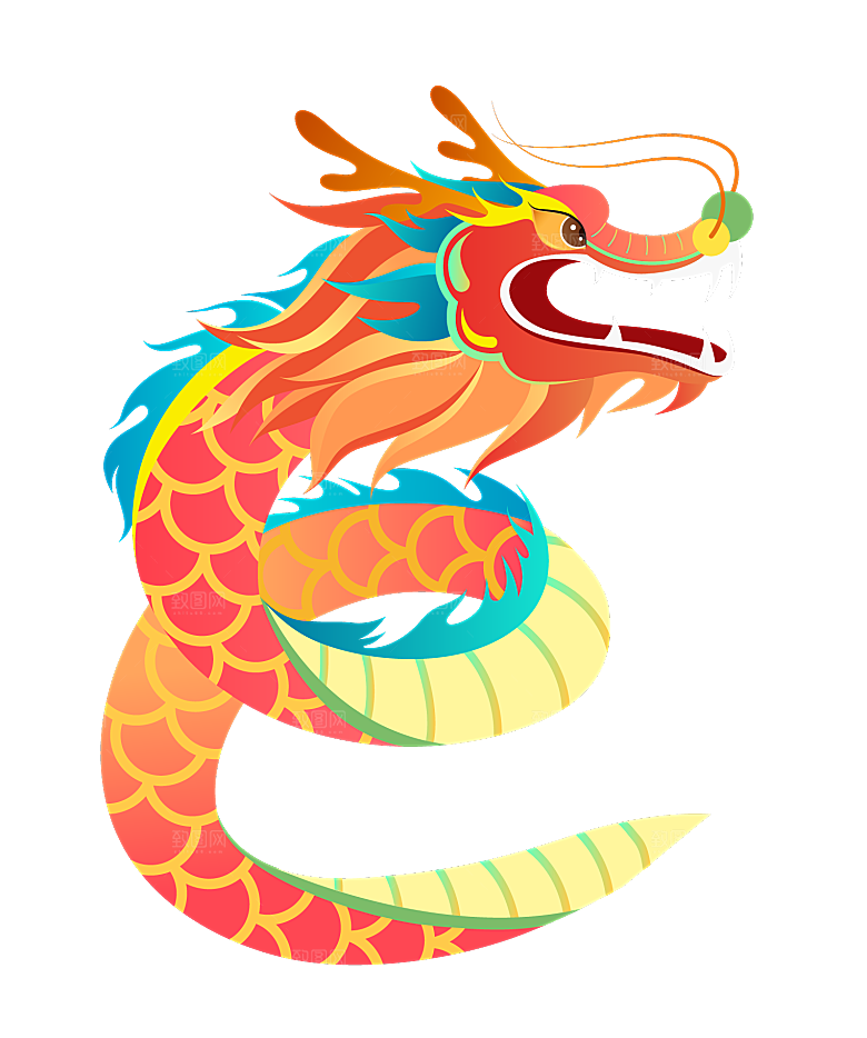 二月二龙抬头中国龙游戏舞龙理发插画元素