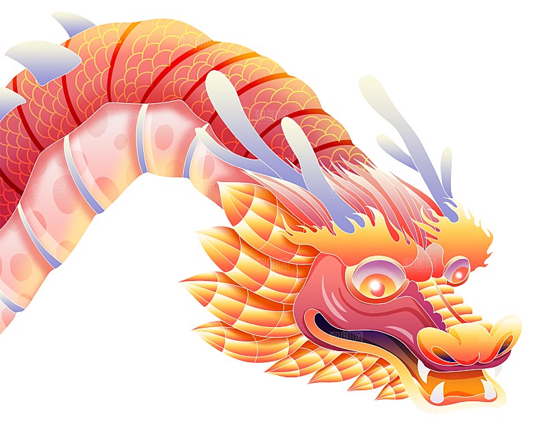 二月二龙抬头中国龙游戏舞龙理发插画元素