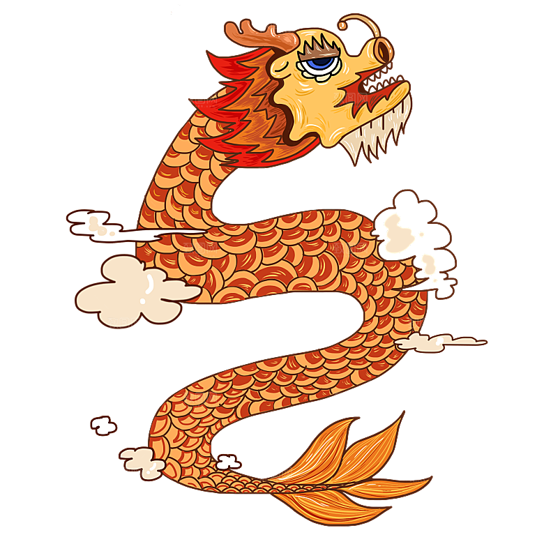 二月二龙抬头中国龙游戏舞龙理发插画元素