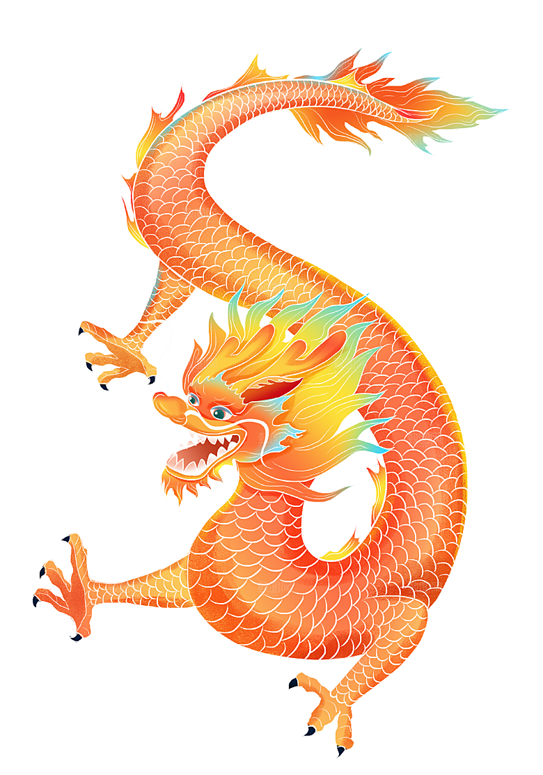 二月二龙抬头中国龙游戏舞龙理发插画元素