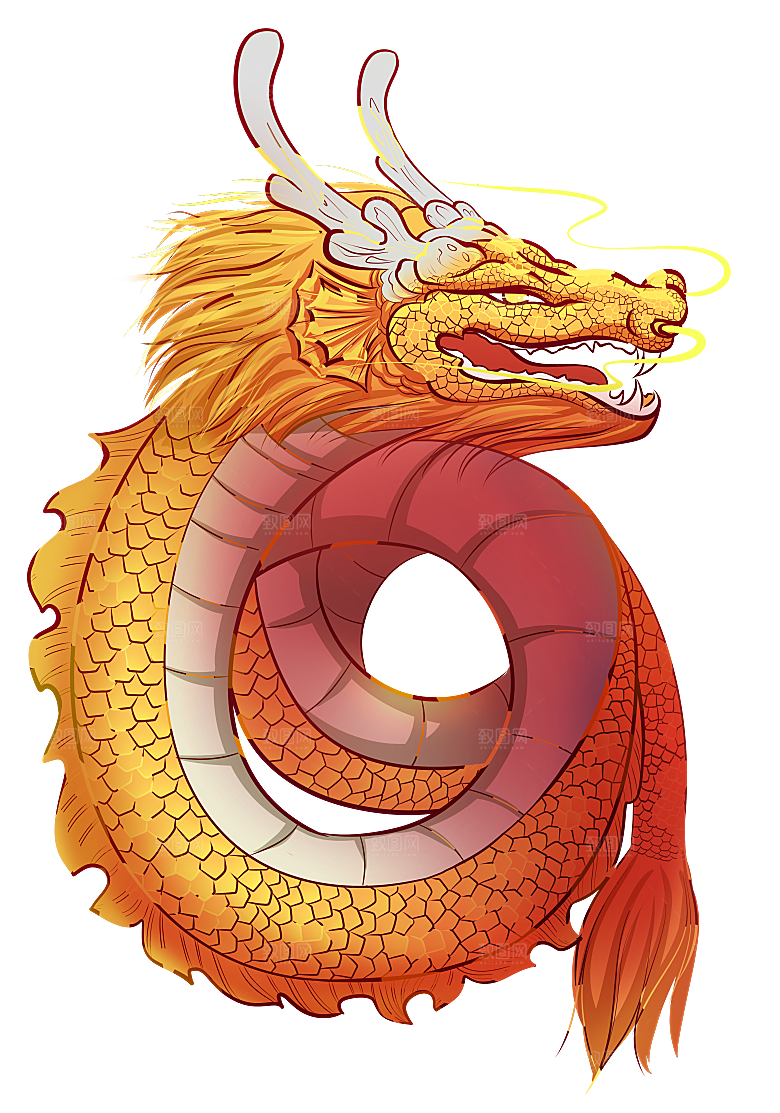 二月二龙抬头中国龙游戏舞龙理发插画元素