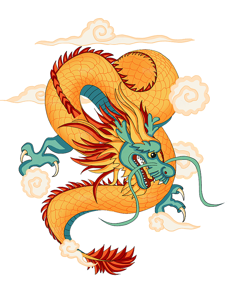 二月二龙抬头中国龙游戏舞龙理发插画元素