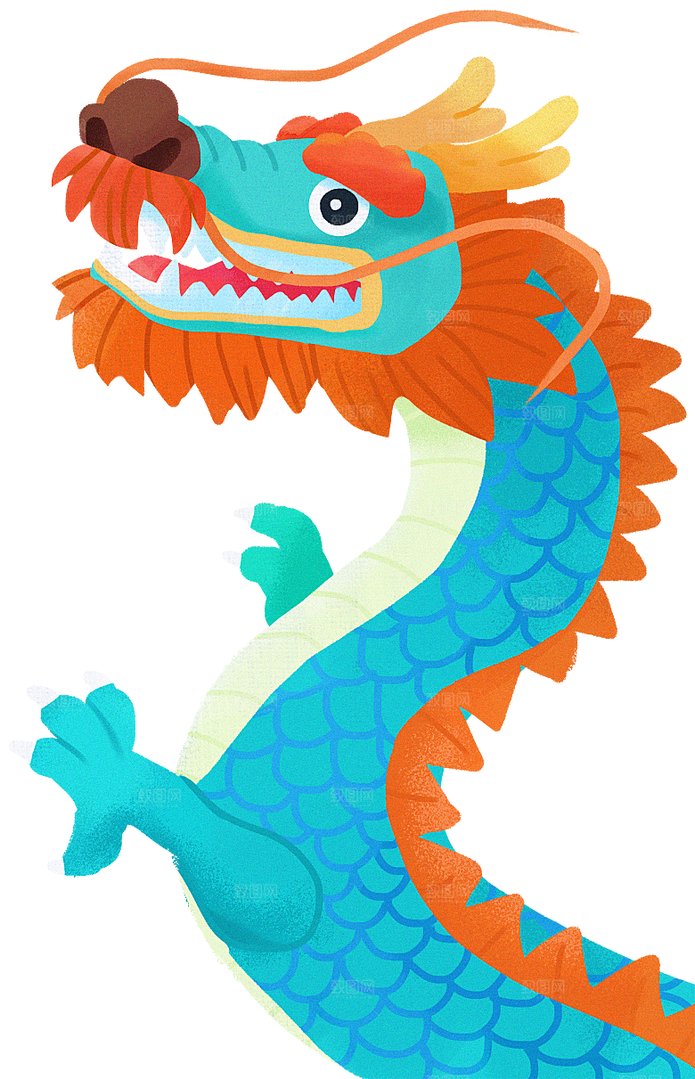 二月二龙抬头中国龙游戏舞龙理发插画元素