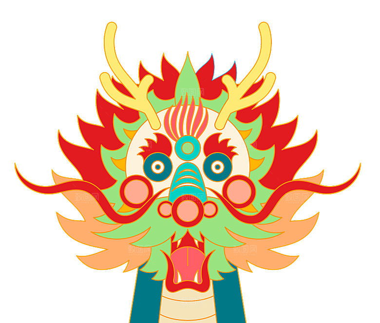 二月二龙抬头中国龙游戏舞龙理发插画元素