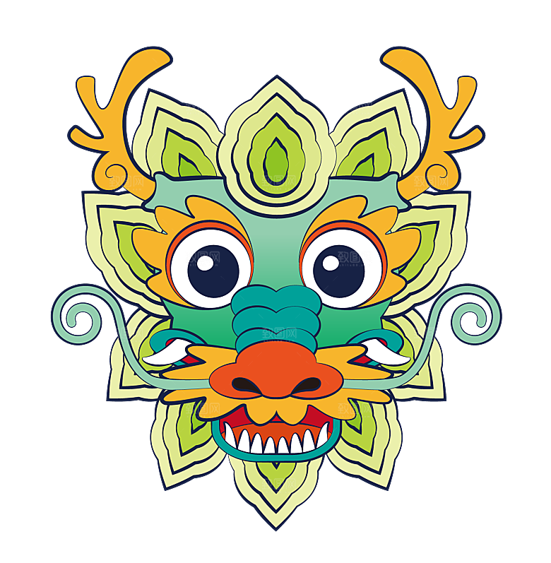二月二龙抬头中国龙游戏舞龙理发插画元素