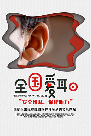 世界爱耳日听力健康保护耳朵PSD海报
