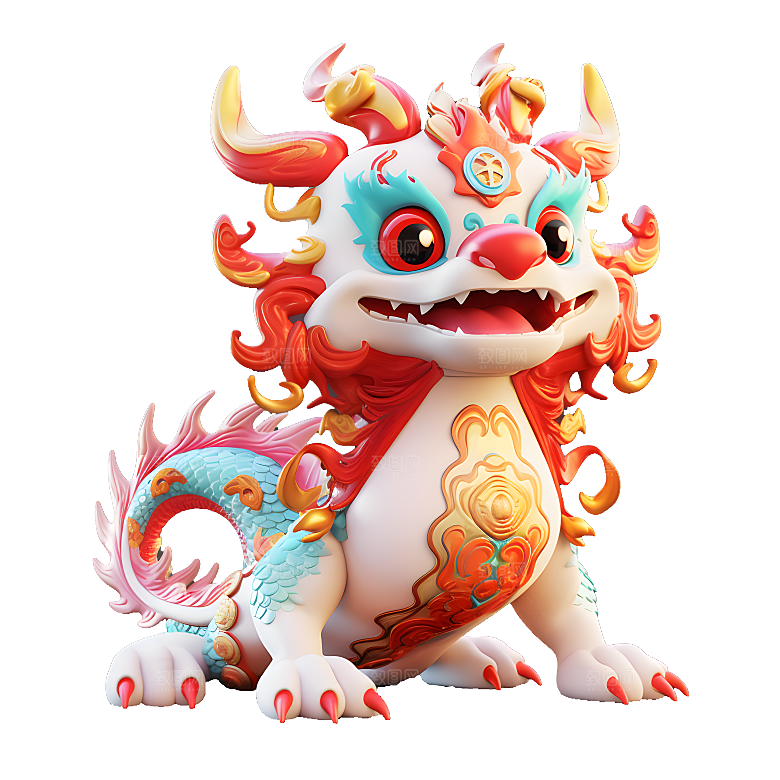 卡通瑞兽神兽吉祥物春节年兽狮子妖兽元素