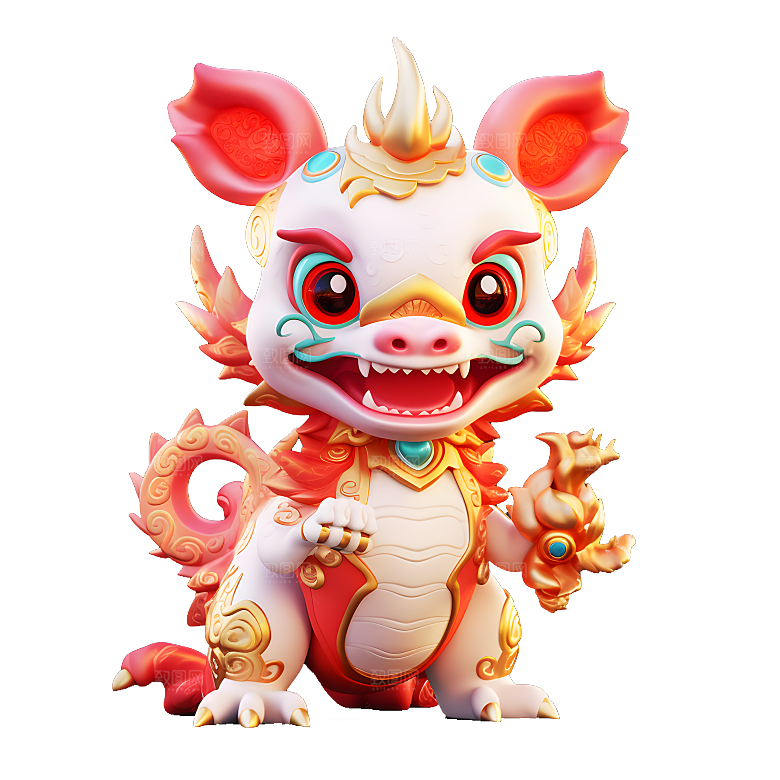卡通瑞兽神兽吉祥物春节年兽狮子妖兽元素