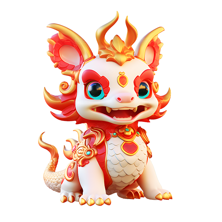 卡通瑞兽神兽吉祥物春节年兽狮子妖兽元素