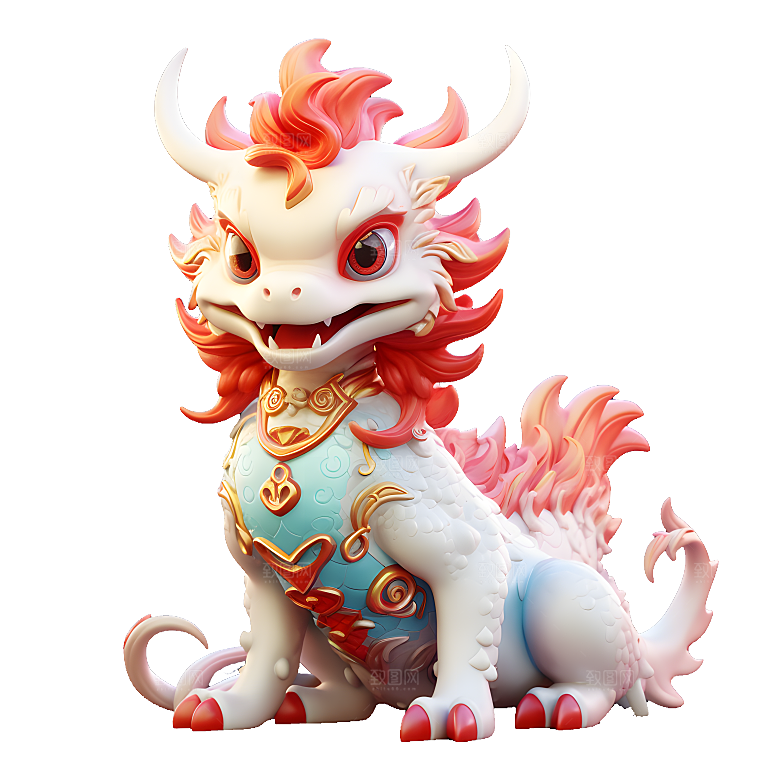 卡通瑞兽神兽吉祥物春节年兽狮子妖兽元素
