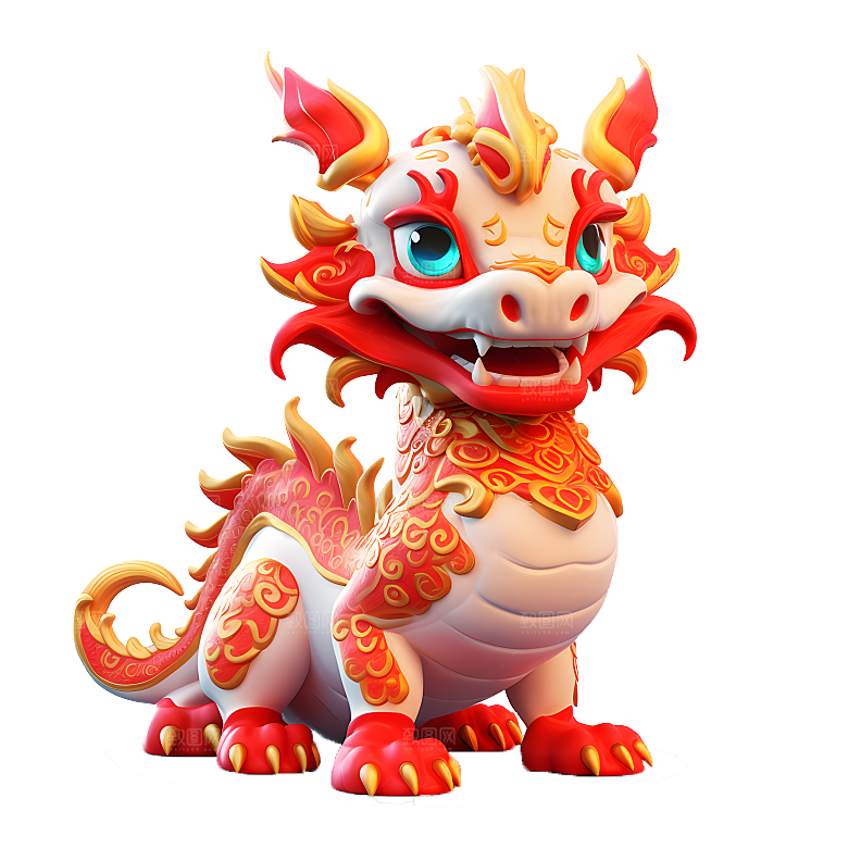 卡通瑞兽神兽吉祥物春节年兽狮子妖兽元素