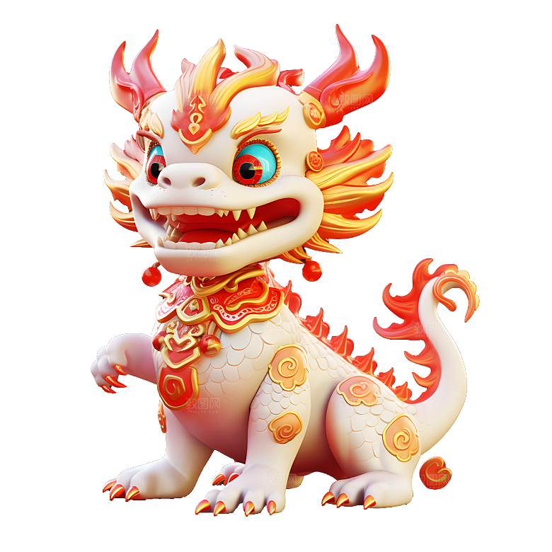 卡通瑞兽神兽吉祥物春节年兽狮子妖兽元素