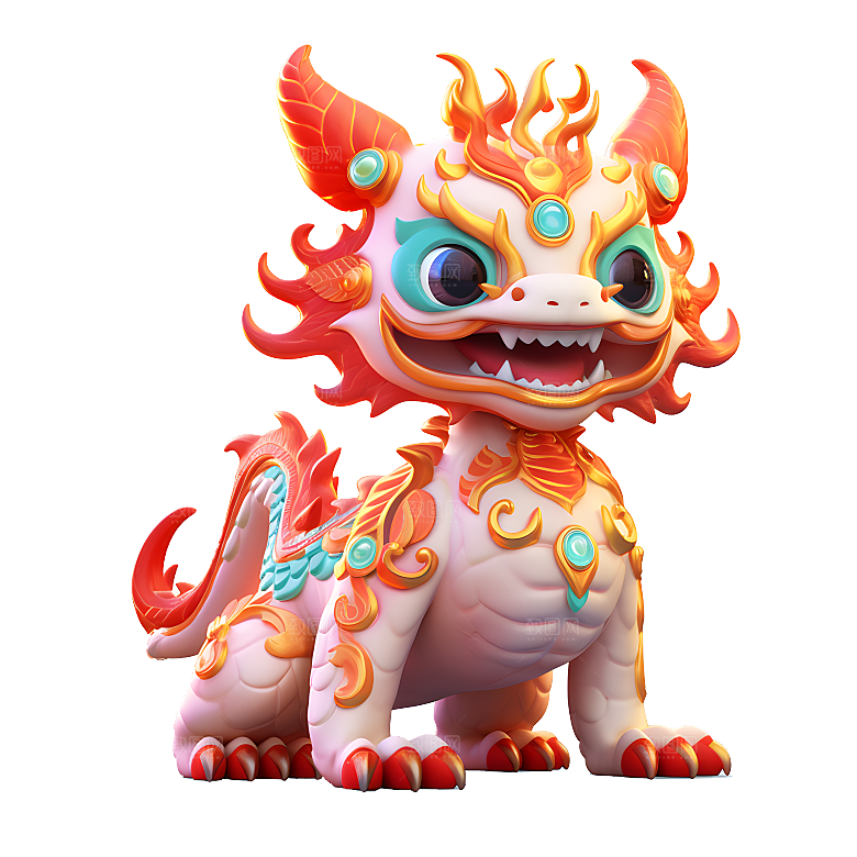 卡通瑞兽神兽吉祥物春节年兽狮子妖兽元素