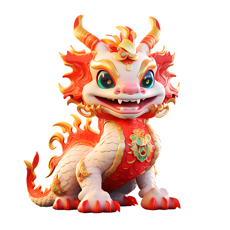 卡通瑞兽神兽吉祥物春节年兽狮子妖兽元素