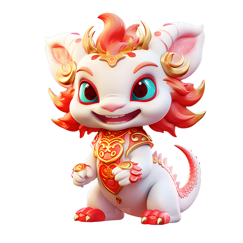 卡通瑞兽神兽吉祥物春节年兽狮子妖兽元素